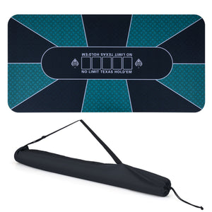 70"×35" 10-Player XL Poker Table Mat, Non-Slip Rubber Base Spill-Proof Multi-Spandex Table Top with Carry Bag (Black & Green)