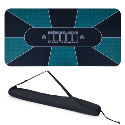 70"×35" 10-Player XL Poker Table Mat, Non-Slip Rubber Base Spill-Proof Multi-Spandex Table Top with Carry Bag (Black & Green)