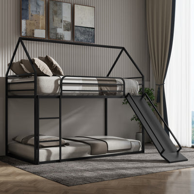 Twin over Twin House Bed Black