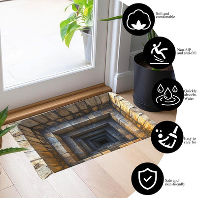 3D Optical Illusion All-Weather Doormat,Front Door Mat Indoor Outdoor Entrance, Easy Clean Patio Porch Entryway Mat, Optical Illusion Rug Ground Crack Illusion Rug 3D Rugs,