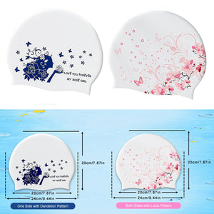 2pcs Silicone Swim Cap for Women Men, High Elasticity Comfortable Non-Slip Swimming Cap for Girls & Boys, Durable Waterproof Swim Hats for Long and Short Hair, Keep Hair Dry