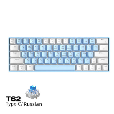 63-Key Compact Russian Mechanical Keyboard, Hot-Swappable Gaming Keyboard with RGB Lighting