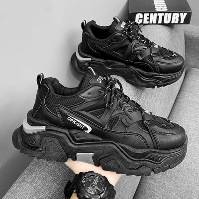 Men's Chunky Dad Sneakers, Spring/Autumn Knit Shoes with Thick Soft Sole