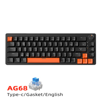 68-Key Wired Mechanical Keyboard, Gasket Mount Hot-Swappable with RGB & Silent Switches