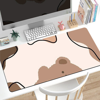 Large Gaming Mouse Pad with Anti-Slip Rubber Base Black & White Topographic Line Design for Home Office Use