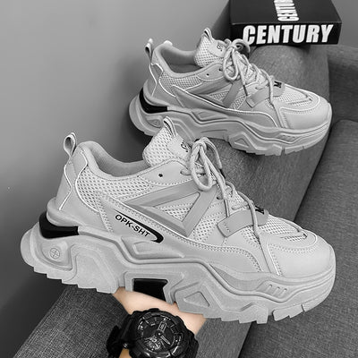 Men's Chunky Dad Sneakers, Spring/Autumn Knit Shoes with Thick Soft Sole